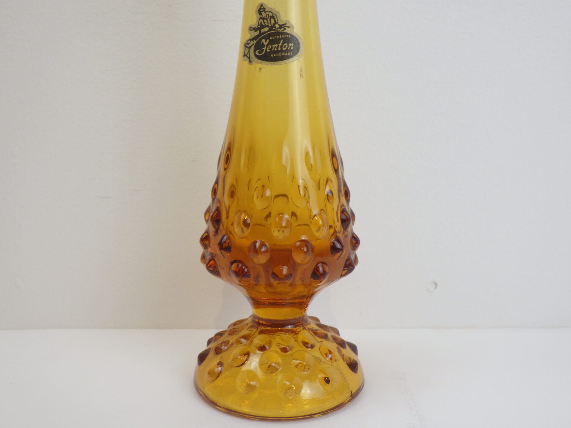 ヴィンテージ　フェントン　ホブネイル　フラワーベース　花瓶 Vintage Fenton Glass Hobnail Ruffled Fan Vase/ビンテージ